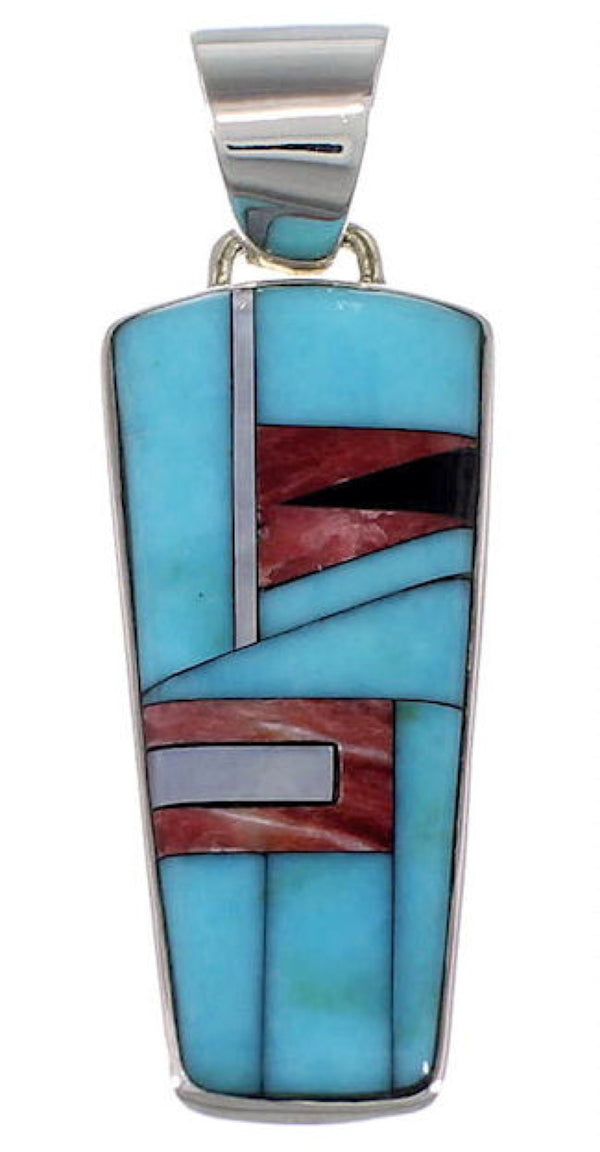 Genuine Sterling Silver Turquoise And Multicolor Pendant RS42796